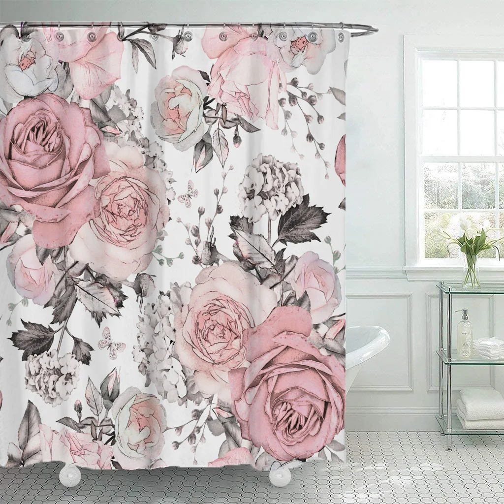 Штора для ванной Flowers Pink