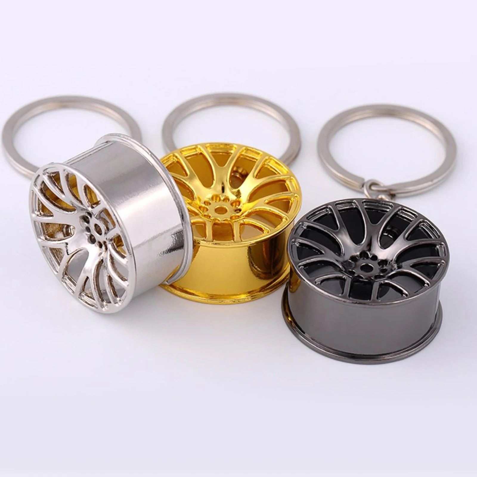 Fashion Creative Metal Wheel Rim Keychain Auto Car Handbag Bag Wheel Hubs Keyring Hanging Decor Ornament Gift