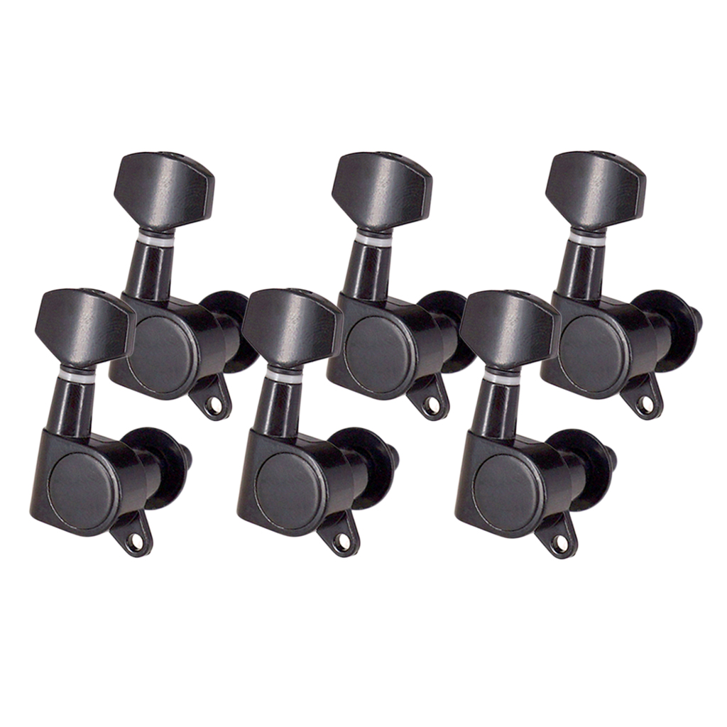 Black Sealed Guitar Tuning Pegs Tuners for Acoustic Electric Guitar Parts 6R