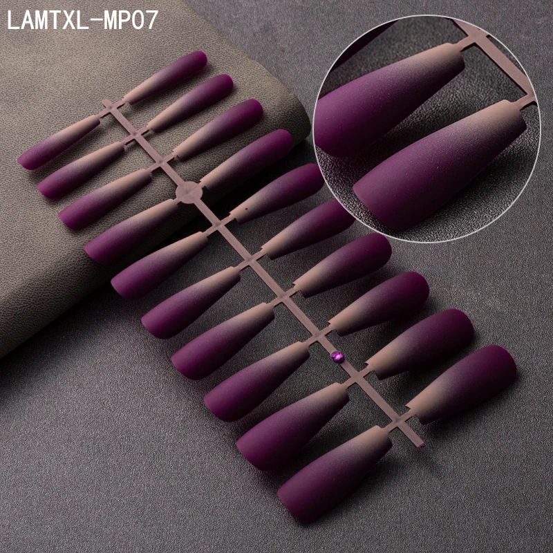 Drak Purple Matte Coffin Nails