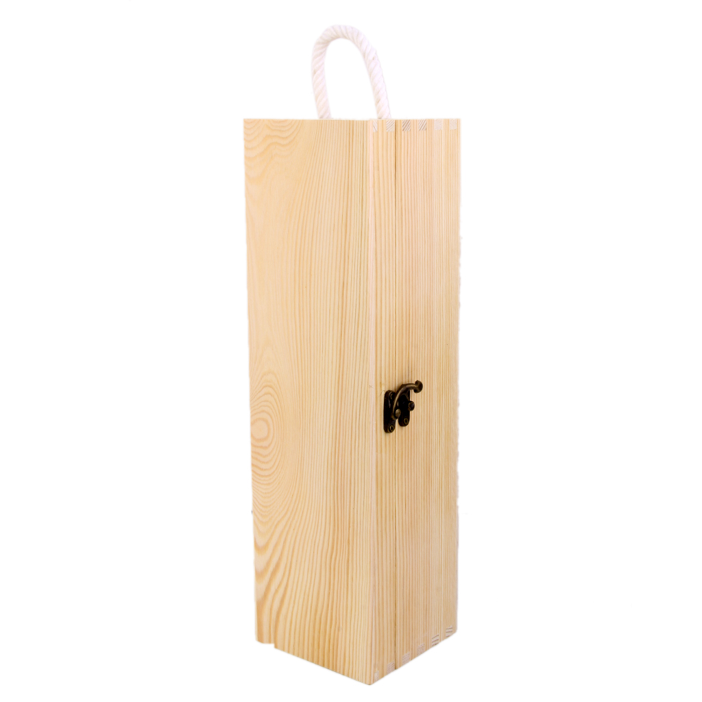 Single Bottle Wood Wine Box Carrier Crate Case for Collection Ornament