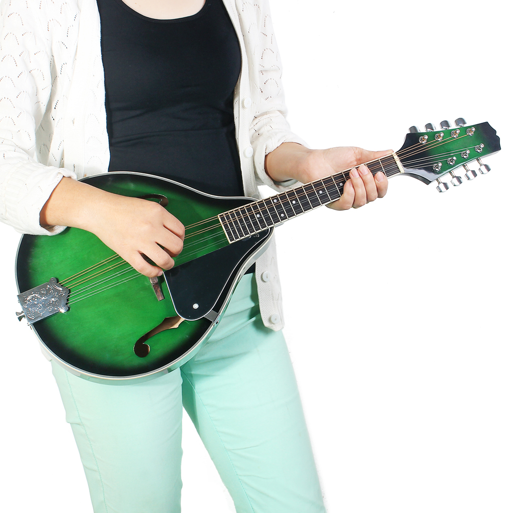 Mandolin Guitar Acoustic Electric Mandolins Musical Instrument Wood with Guard Board for Beginner Adults Green