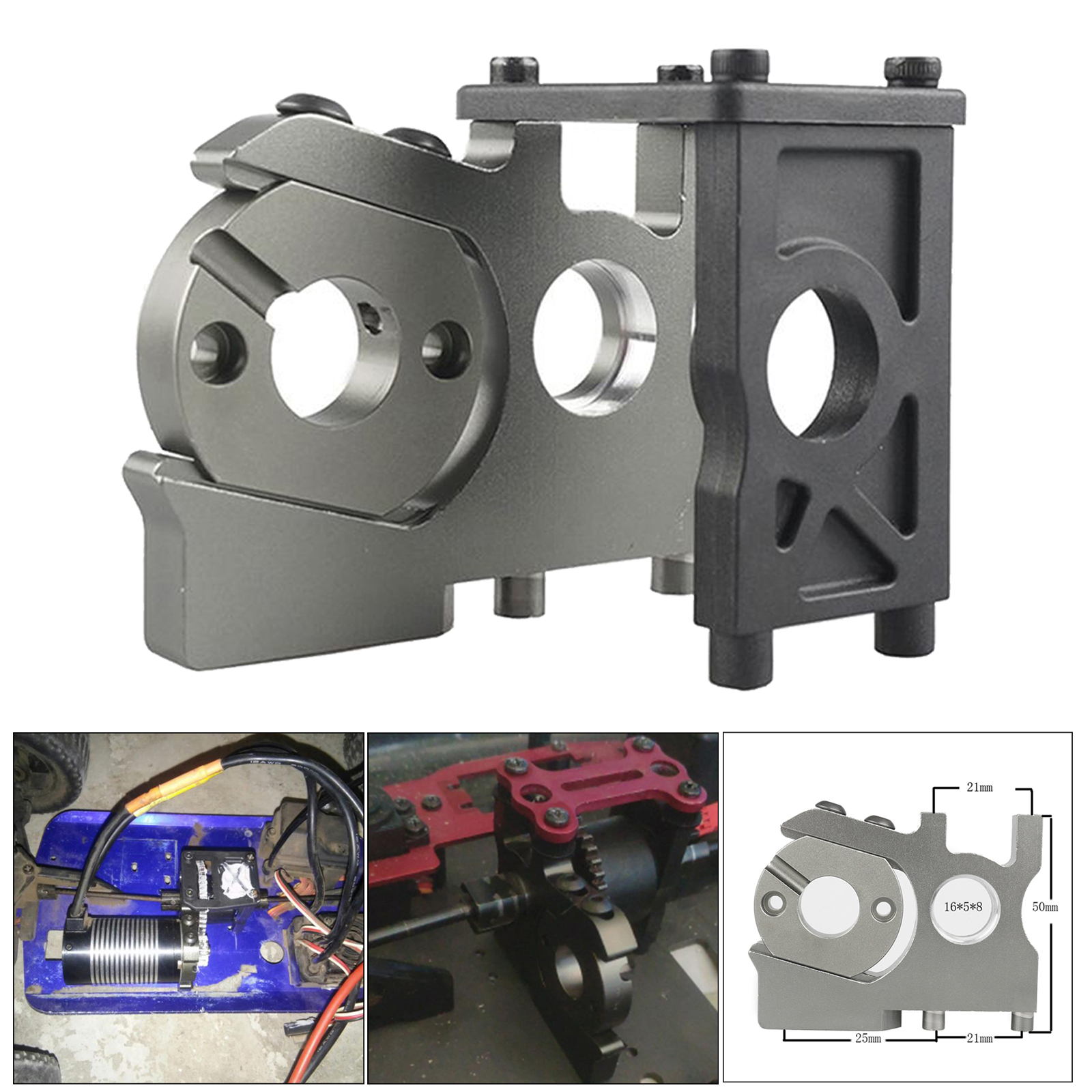 Silver RC 1:8 Metal Upgrade Motor Mounting Mount Fixed Bracket Holder for Kyosho