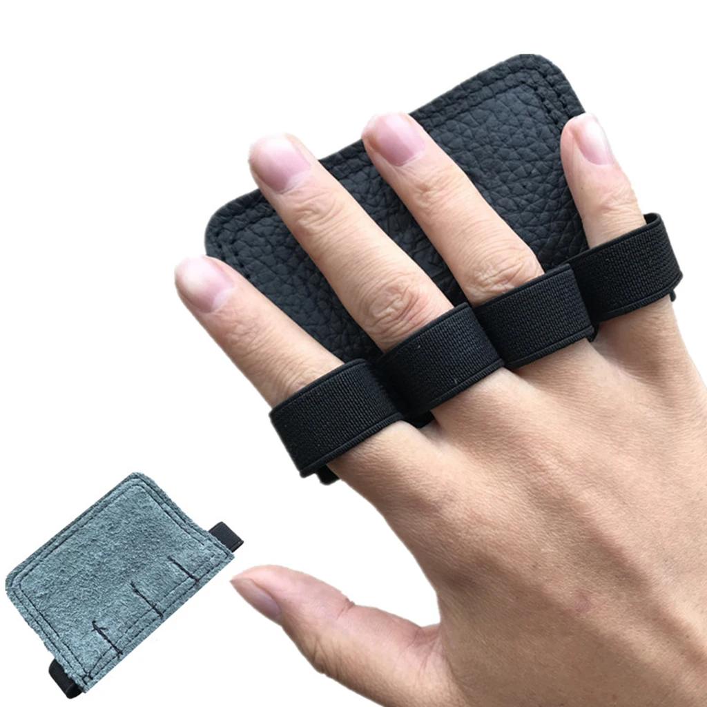 Leather Weight Lifting Palm Grips Strength Training Gym Hand 4 Finger Gloves Non-slip Gym Fitness Palm Grip Pads Protector