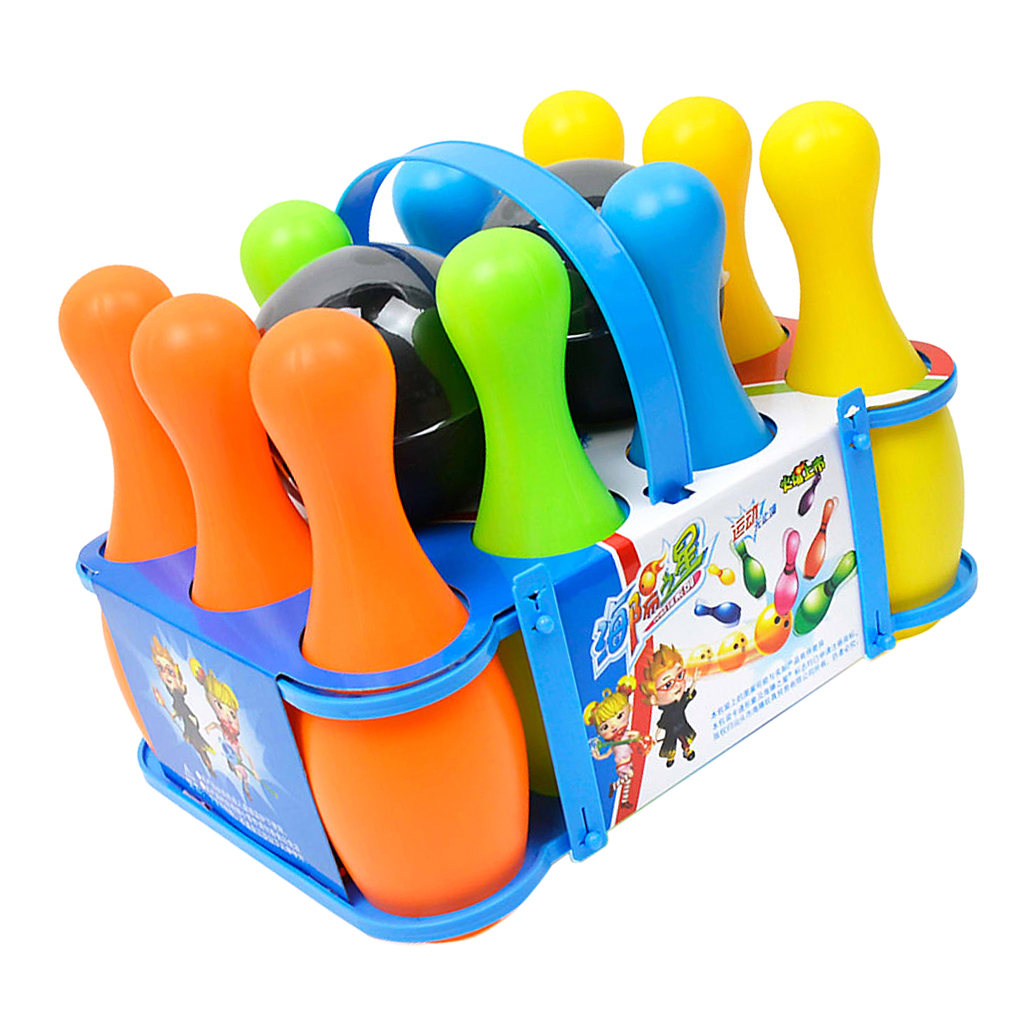 12 Pieces of   Bowling Toy Kit, 10 Colorful Pins And  2 Bowling Balls,  Kids