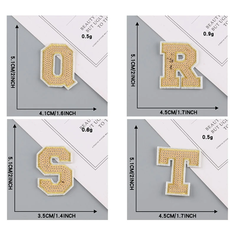 guangruiorrty 28 Stück Glitzer Pailletten Patch A-Z Love Crown Alphabet Buchstaben Aufnäher Stickerei Applikation für T-Shirt Hut 