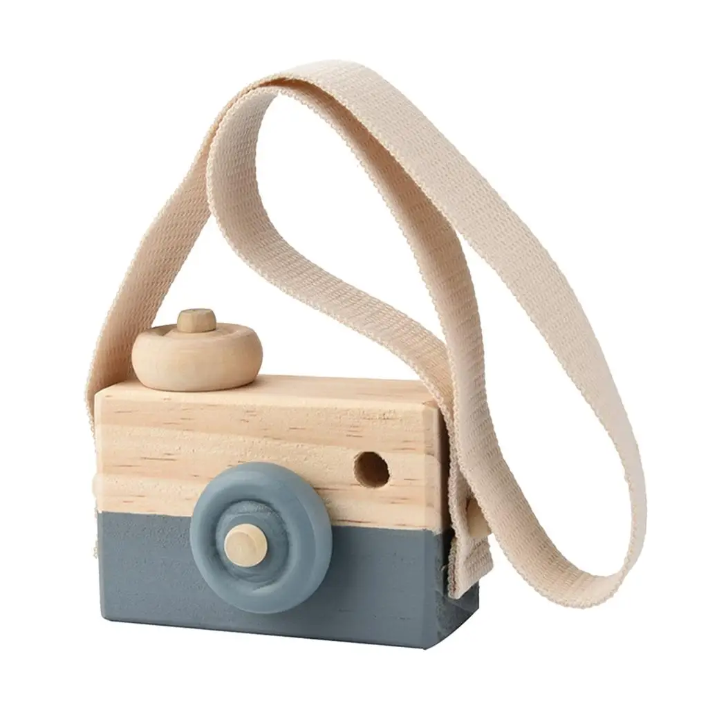 Painted Nursery Kids Wood Camera Children Room Decor Natural Safe Wooden Toy