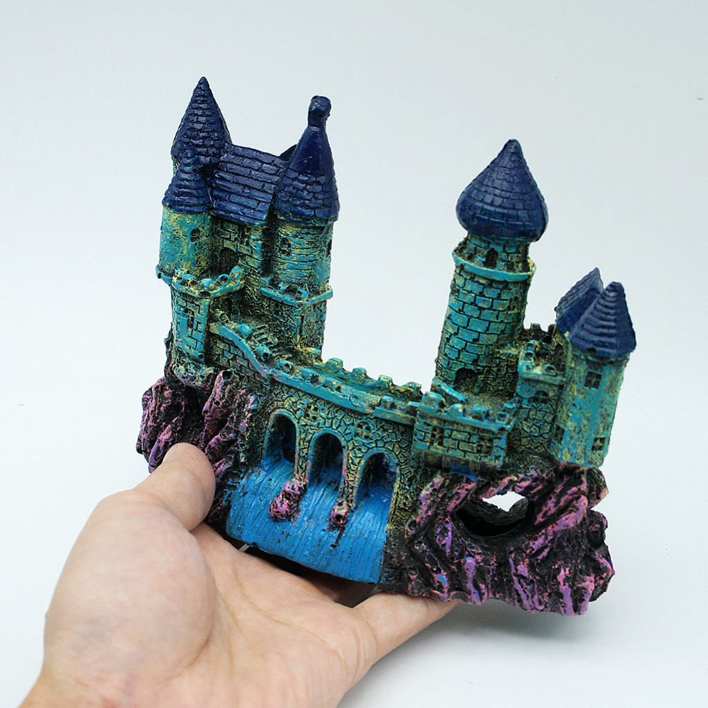 Aquarium Medieval Castle Hand Painted Detailed Fish Tank Decoration