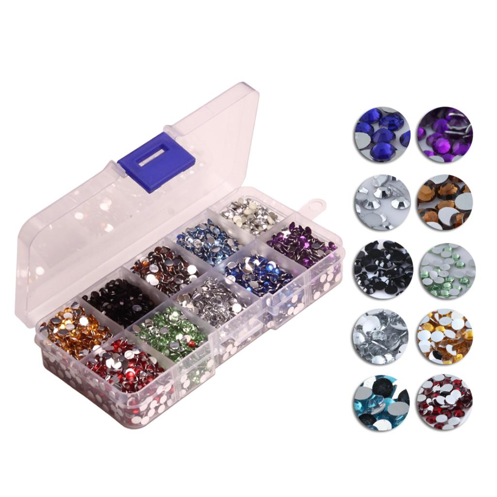 9000Pcs Nail Crystals Flatback Rhinestones Round Beads Flatback Glass Charms Gem Stones for Crafting