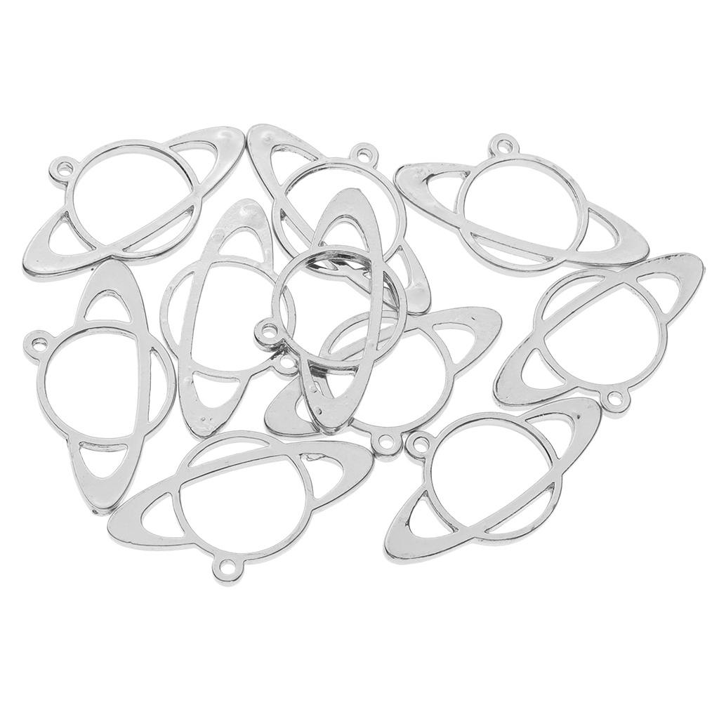 10x Planet Shape Metal Open Bezel Frame Pendant DIY UV Resin Settings Jewelry Making Charms Accessories
