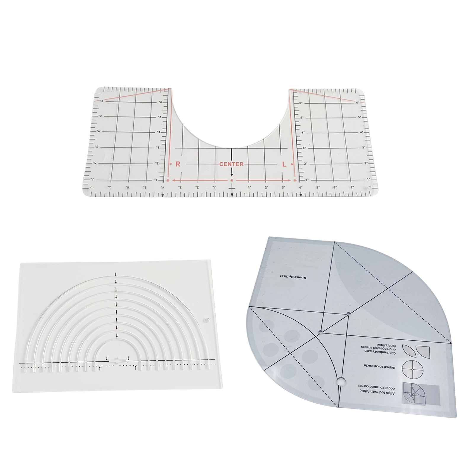 Quilting Templates Rulers, Acrylic T-shirt Ruler Guide Alignment Tool for Vinyl Placement Sublimation for Clothes Fabric Sewing