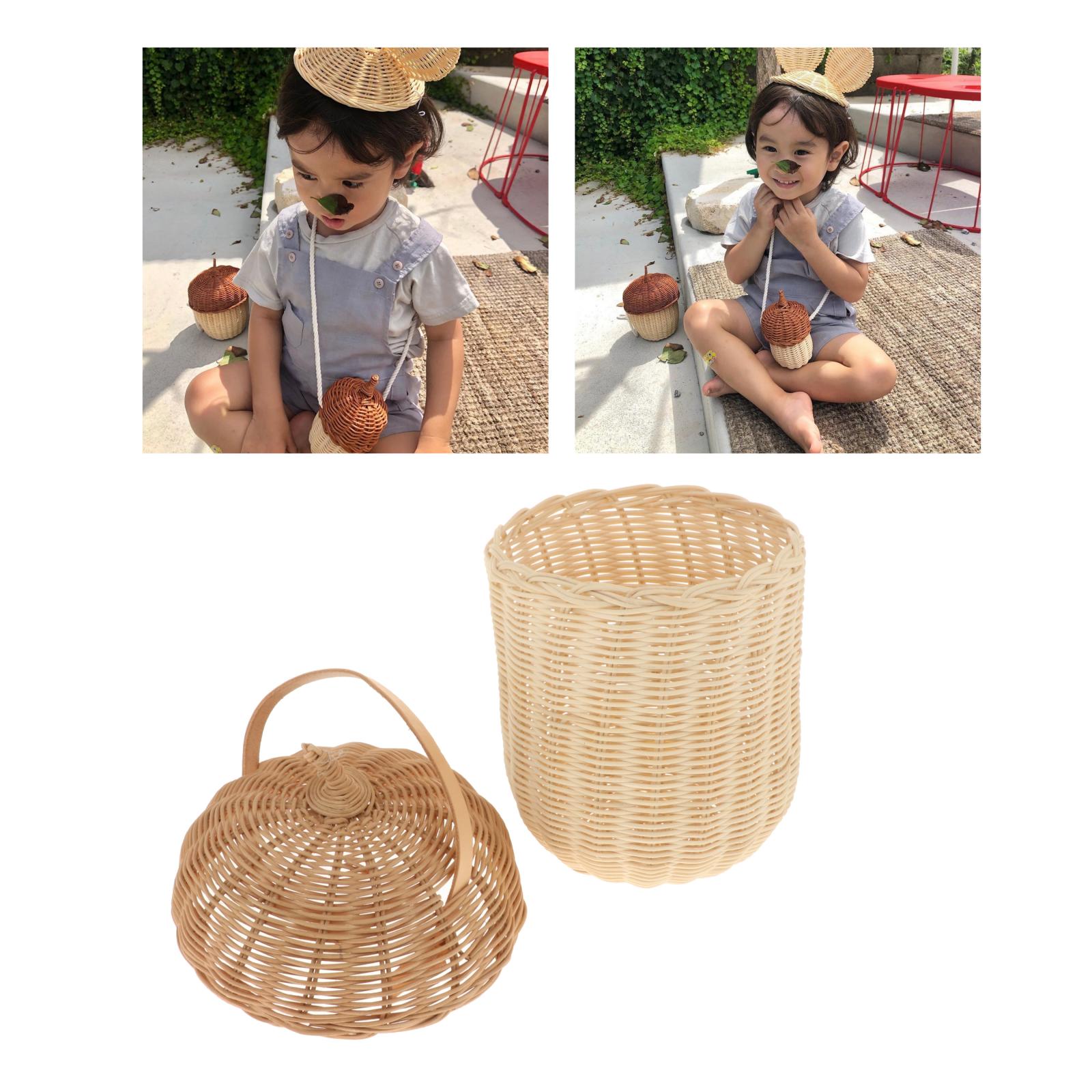 Straw Purse Handbag Women Pine Cones Rattan Bags Beach Travel Basket Tote
