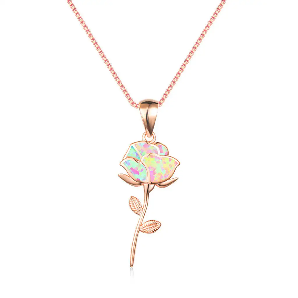 Necklace Rose Flower Elegant Fashion Charm Pendants Circle Choker for Party Women