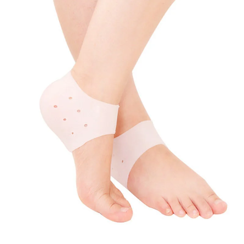 2Pcs ซิลิโคน Feet Care ถุงเท้าให้ความชุ่มชื้นเจลส้นถุงเท้าบางพร้อม Cracked Foot Care Protectors ลูกไม้ส้นฝาครอบ