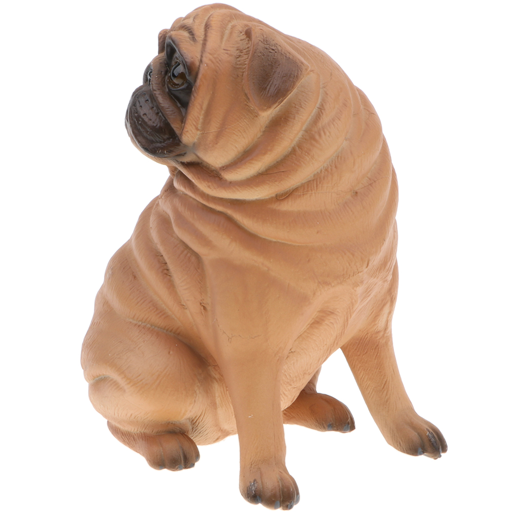 4 . 25   Inch   Simulation   Pug   Dog   Model   Figurine   Kids   Toy   Ornament  -  Yellow   Color