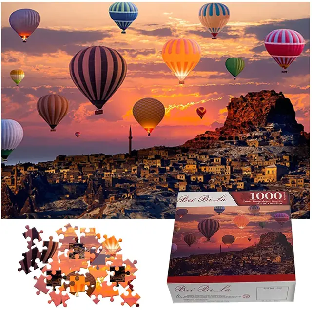 Jigsaw Puzzle 1000 Peças quebra cabeca para Adultos, Balão de Ar Quente no  Jogo do Quebra-Cabeça sunset, Bom Presente para Crianças Idosas Adultos