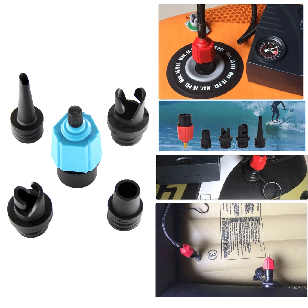 4 Nozzles Electric Pump Adapter Dinghy Kayak Air Valve Adapter Connector