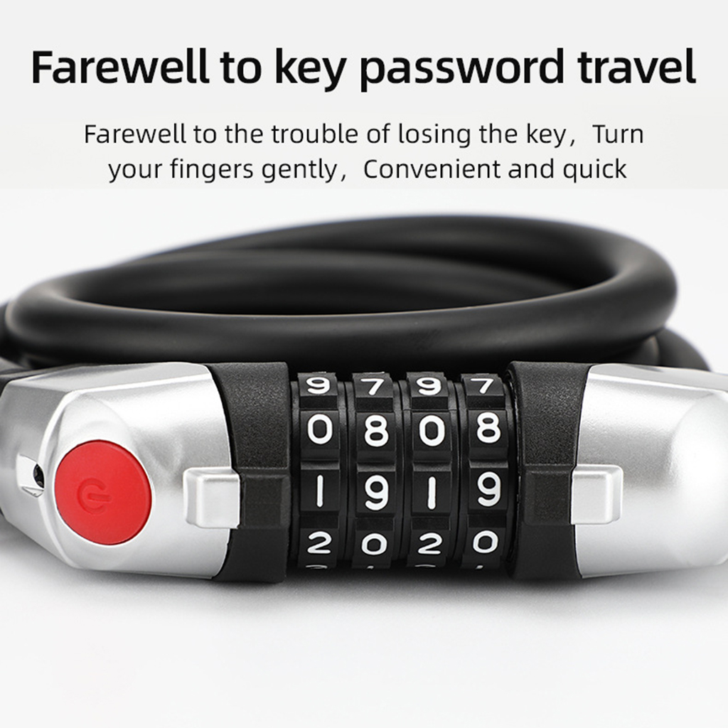 Bicycle Cable Lock Bike Security Anti-Theft Combination MTB Road Accessories 4 Digit Resettable Combination Code Lock
