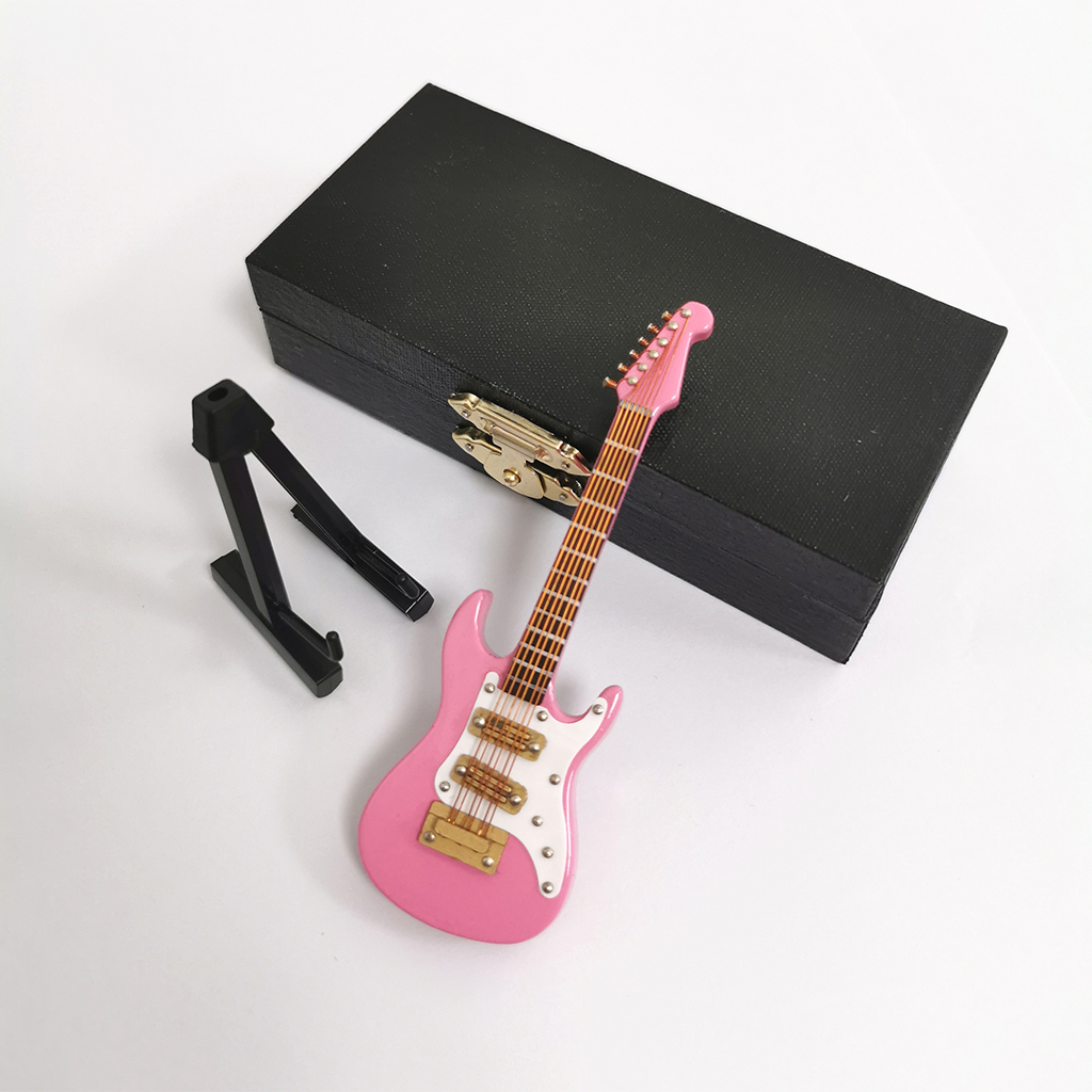 Miniature Wooden Electric Guitar 10cm Model Ornaments Decorative Model Guitar Toys