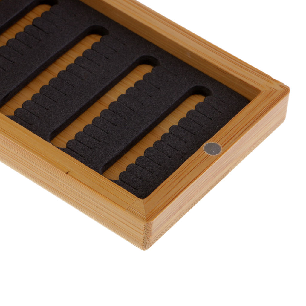 Wooden Bamboo Fly Fishing Box Slit Foam Insert Packet Flies Box --- Fly Fishing Tackle Box