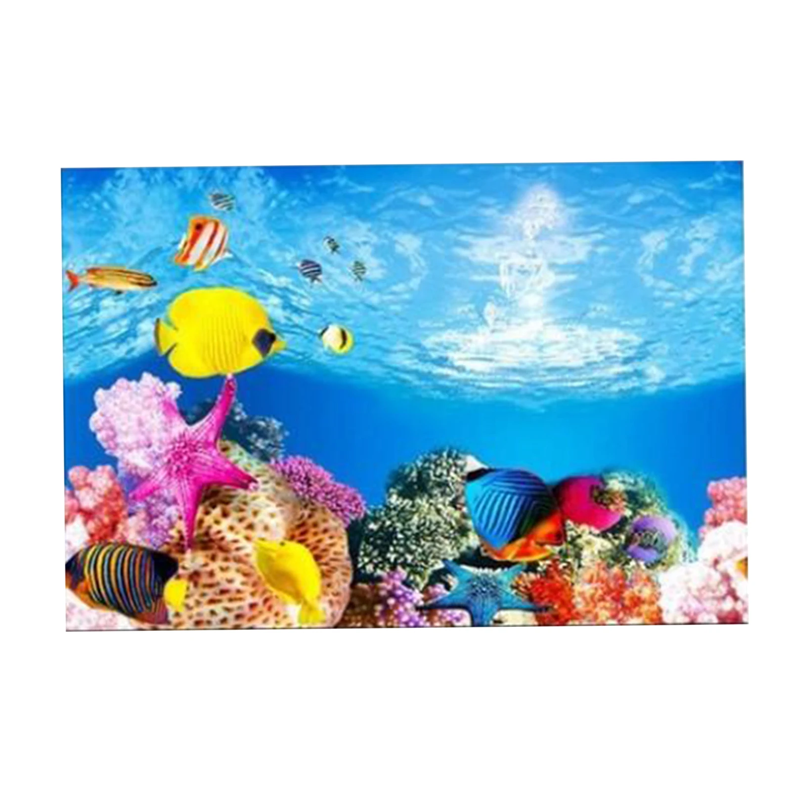 Oumij Aquarium Background Sticker,Beach Sunrise Poster,3D Effect Adhesive,for Aquarium Fish Tank Decoration 12246cm 