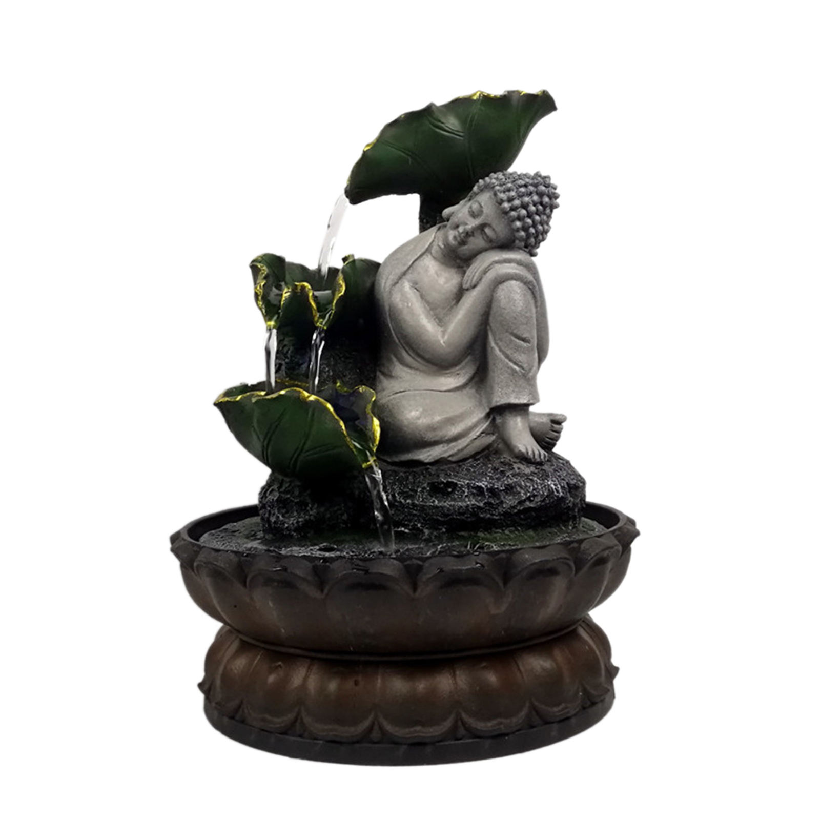 Buddha Tabletop Fountain Resin Landscape Sculpture Feng Shui for Indoor Desk