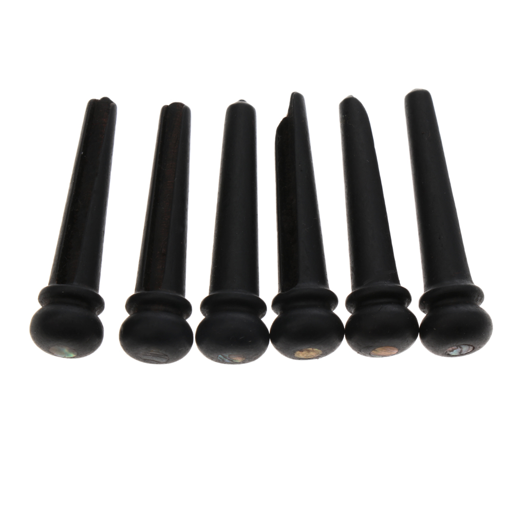 Pack of 6 Ebony Guitar Bridge Pins with Dots Black Acoustic Guitar Replacement Parts 29mm