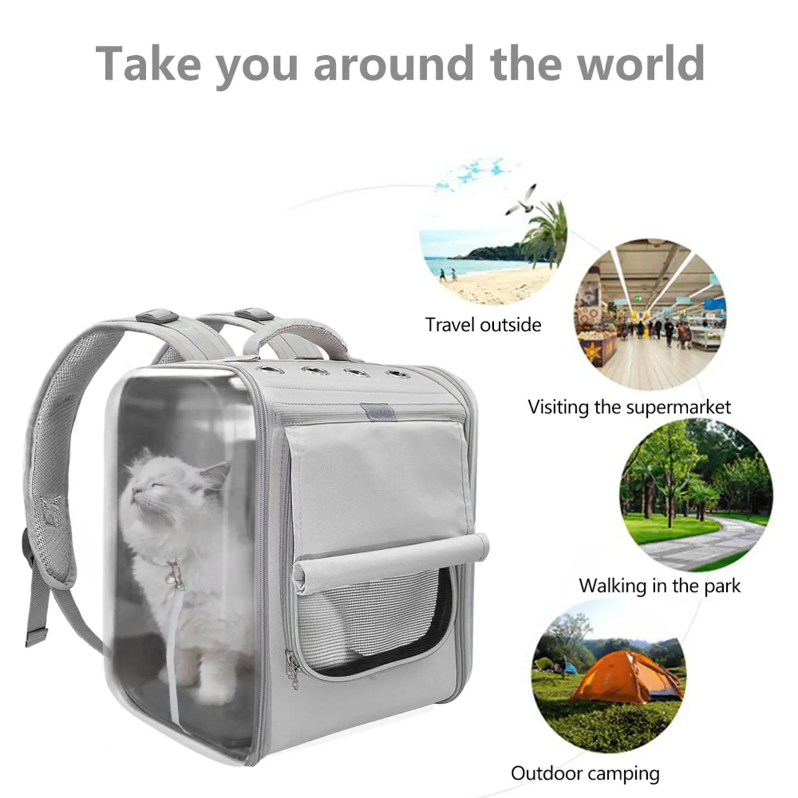 Breathable Pet Backpack Large Capacity Cat Puppy Dog Carrying Bag Outdoor Travel Portable Pet Carrier Shoulders Bag