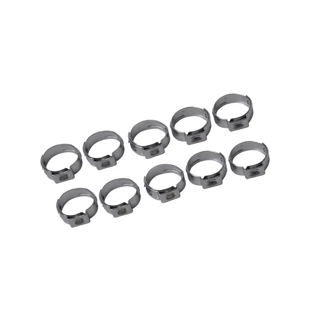 10 Pieces Single Ear Stainless Steel Hose Clamps Coolant Gas 10.8-13.3mm