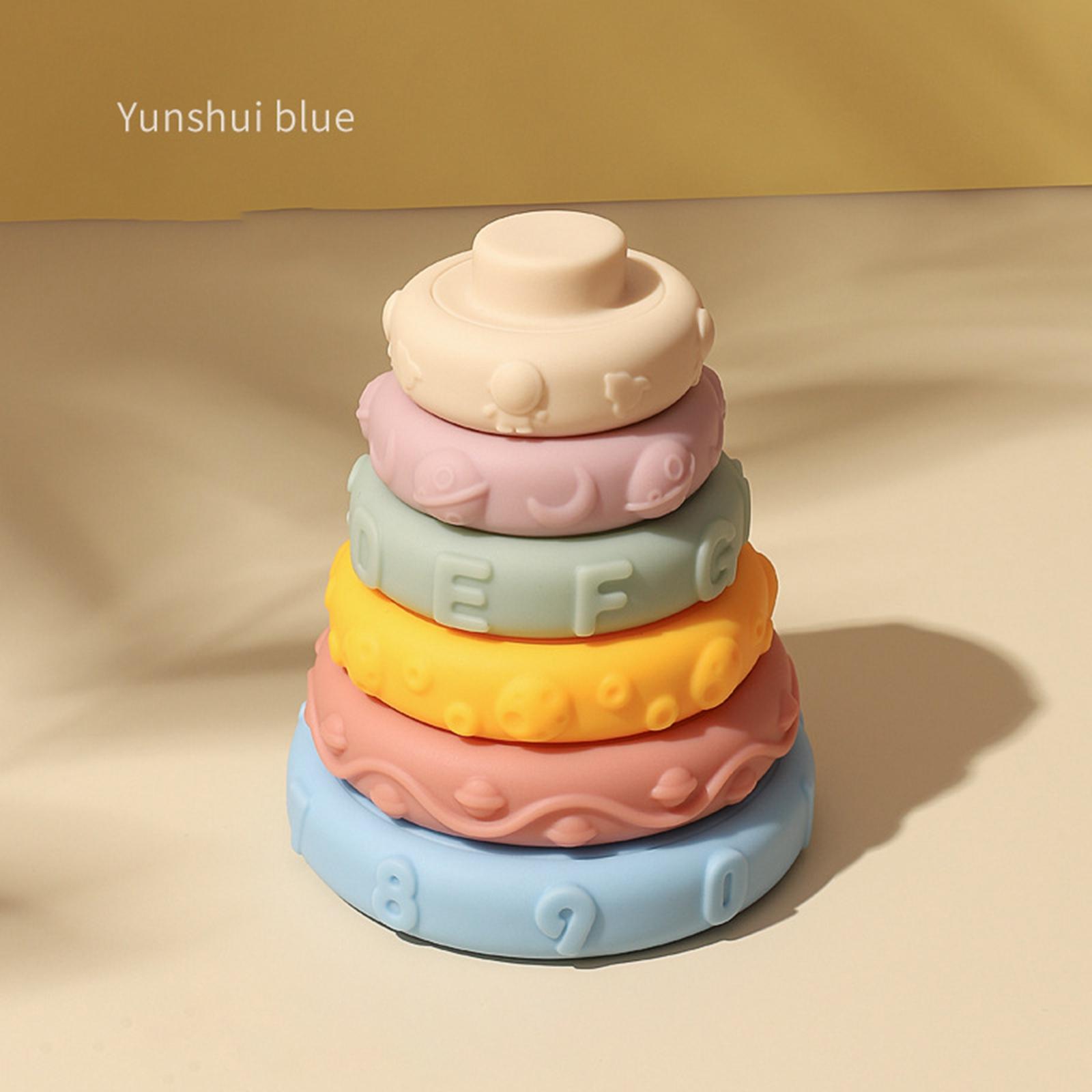 Silica Gel Stacking Nesting Toys Stacker Hand-Eye Coordination Soft Rainbow Building Blocks Sensory Toys for Toddler Children