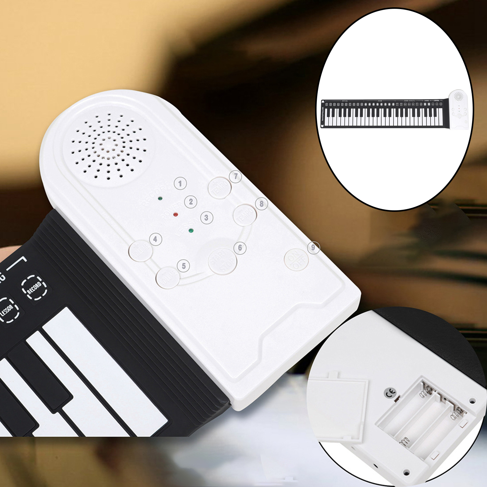 49Keys Flexible Electronic Keyboard Hand Roll Silicone Portable Piano Electronic Organ Roll Up Piano