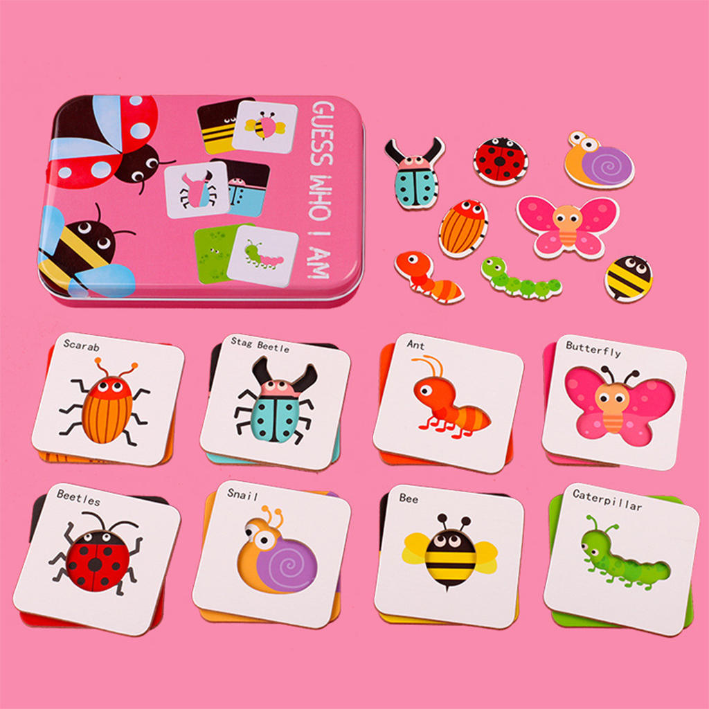 Fun Matching Game Flash Cards Jigsaw Peg Set Montessori Toys for Children
