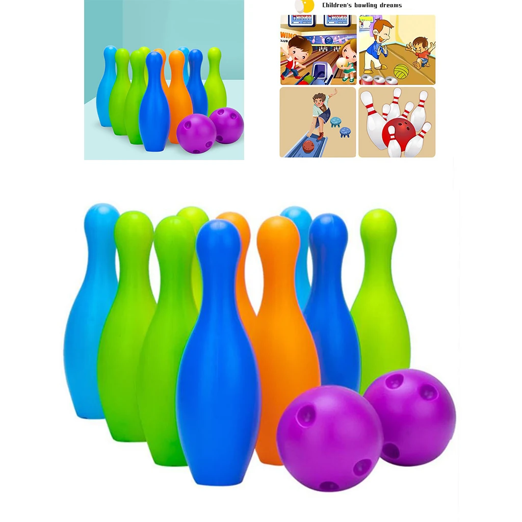 Multi-Color Plastic Bowling Balls Playset for Kids Ages 3+ School-age Child Toy Games