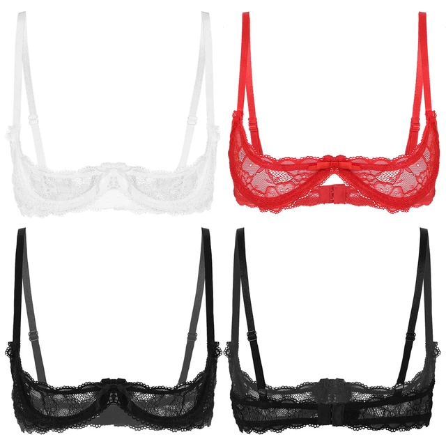 CHICTRY Women See-Through Plastic Bra Tops Push Up Underwire