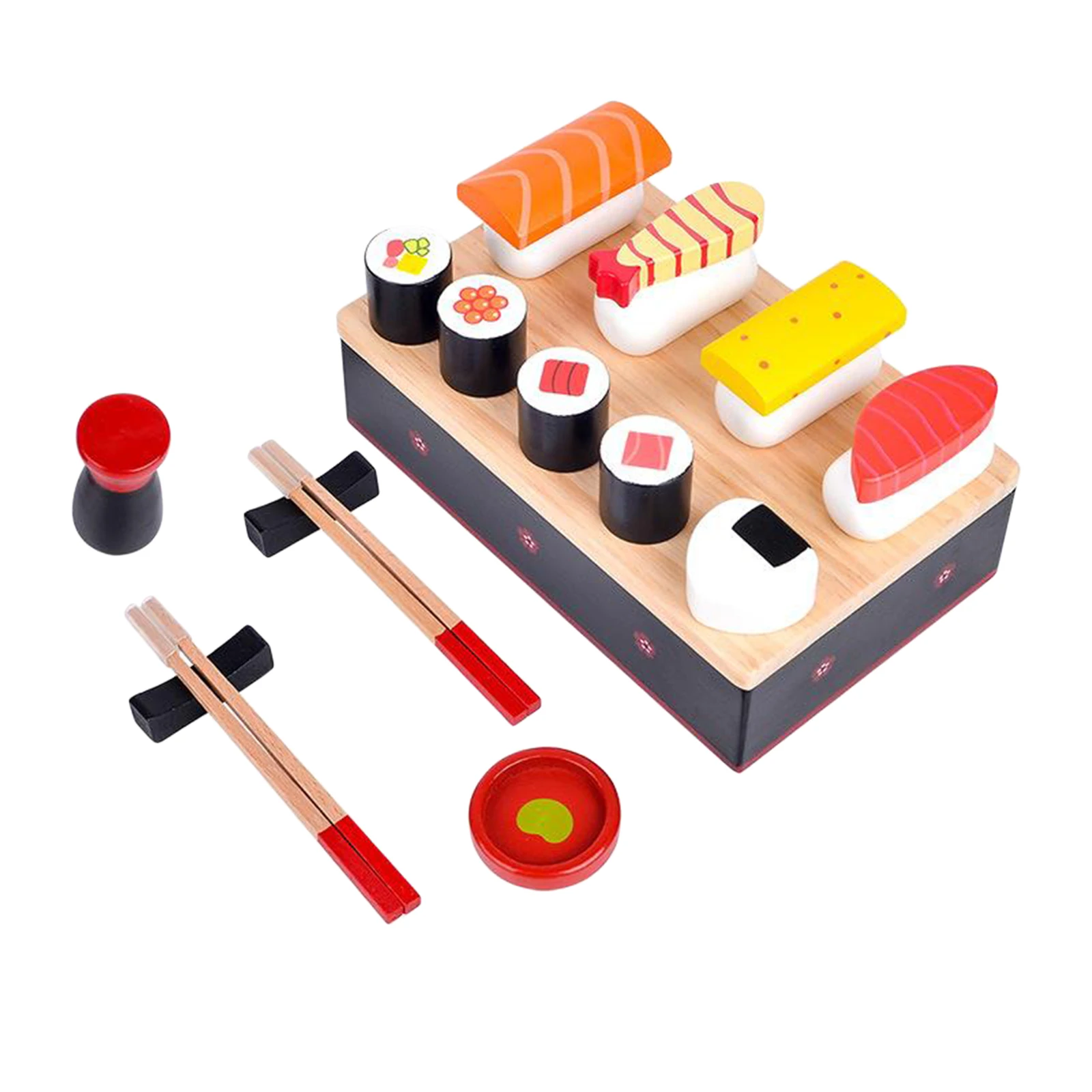 Wooden Kitchen Toys Tableware Play House Simulation Sushi Model Pretend Play Toy