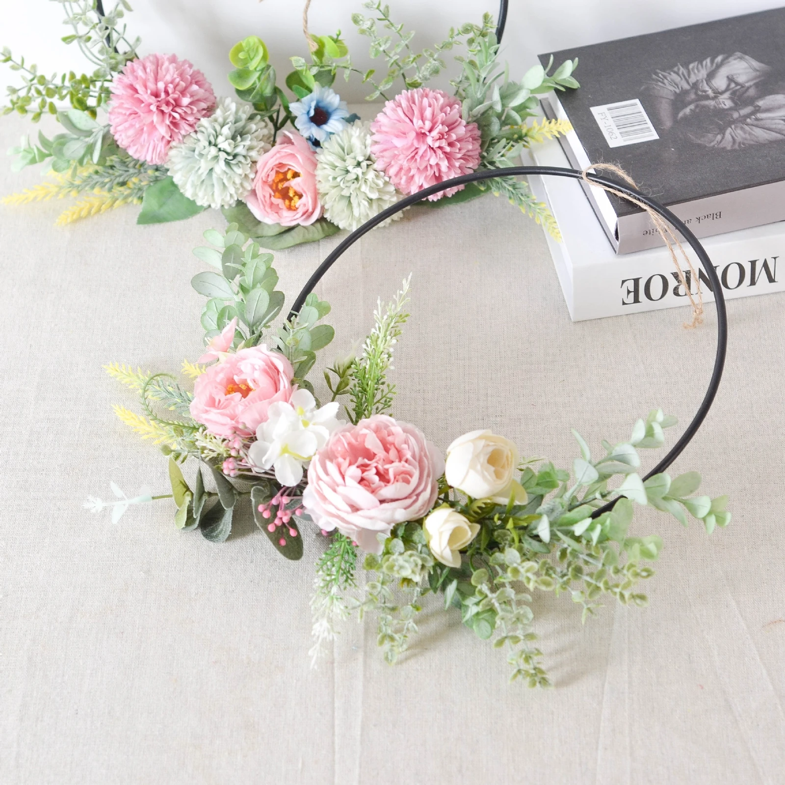 Details about   Flower Welcome Sign Hanging Floral Hoop Wreath Craft Ornament Decoration 