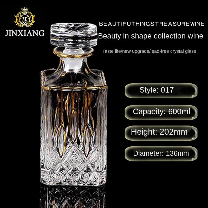 vidro de cristal vinho tinto decanter vinho estrangeiro jarro desenho linha de ouro uísque garrafa licor dispensador vinho jarro