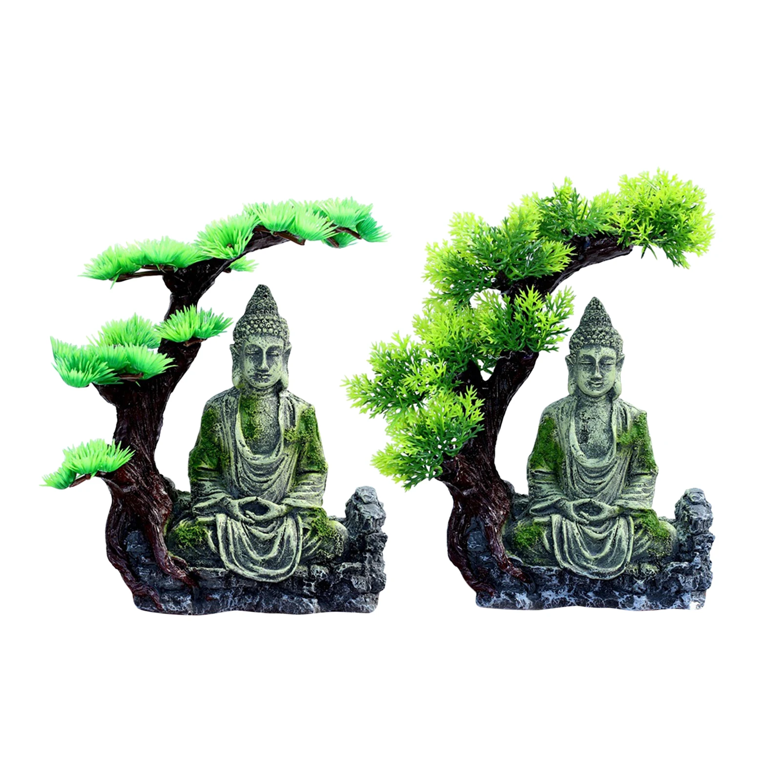 Aquarium Fish Tank Decorations Decor Set Moss Zen Buddha Aquarium Fishbowl Landscape Fish Tank Reptile Decoration