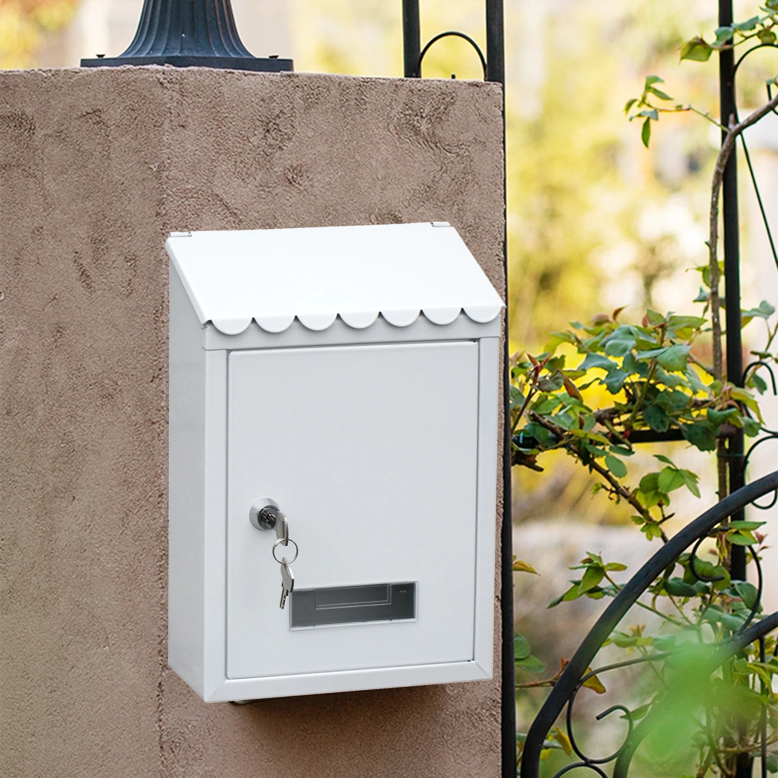 Locking Mailbox Wall Mount Letterbox Outdoor Rainproof Parcel Boxes &2 Keys 