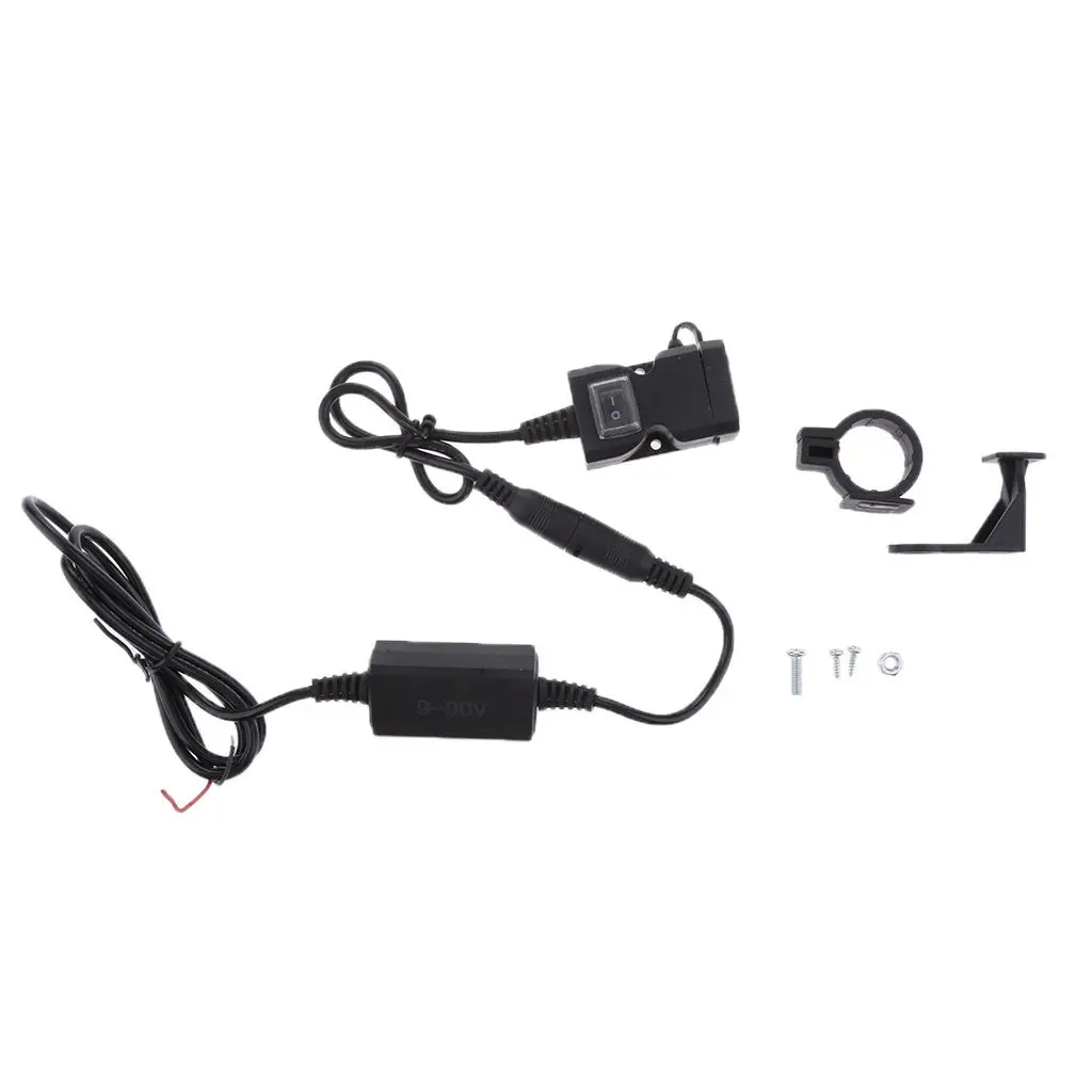 Motorcycle Scooter 9-90V Dual USB Port Charger Socket For Mobile Phone/Ipad/MP3