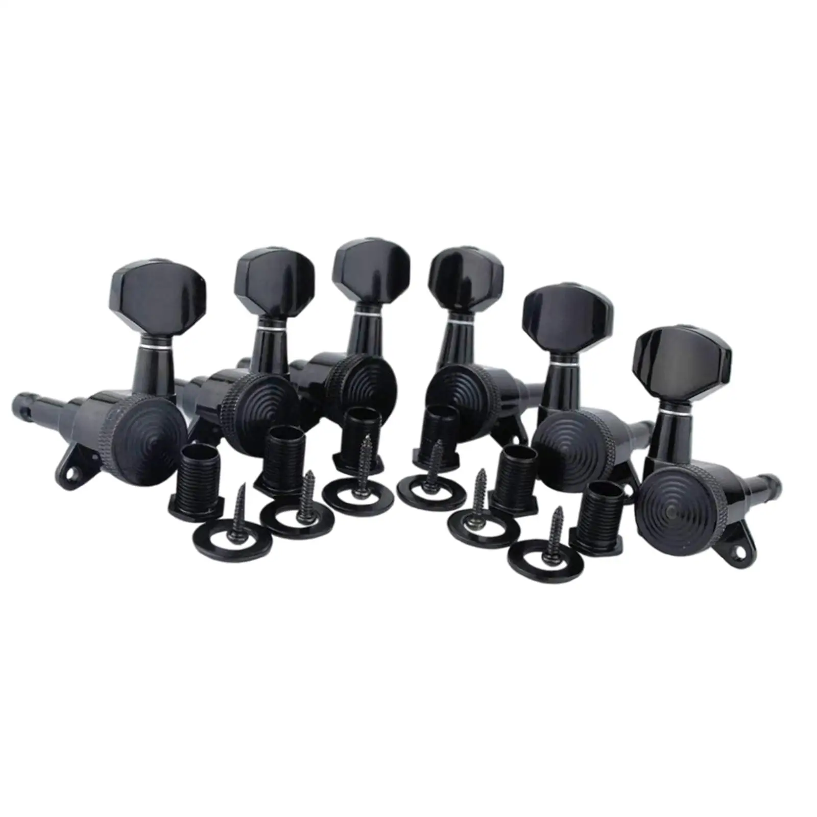 6/Set Locking Guitar Tuners Gear Ratio 1:18 Knobs Tuning Keys 10mm Headstock Holes Wear-Resistant for Electric Guitars Chrome
