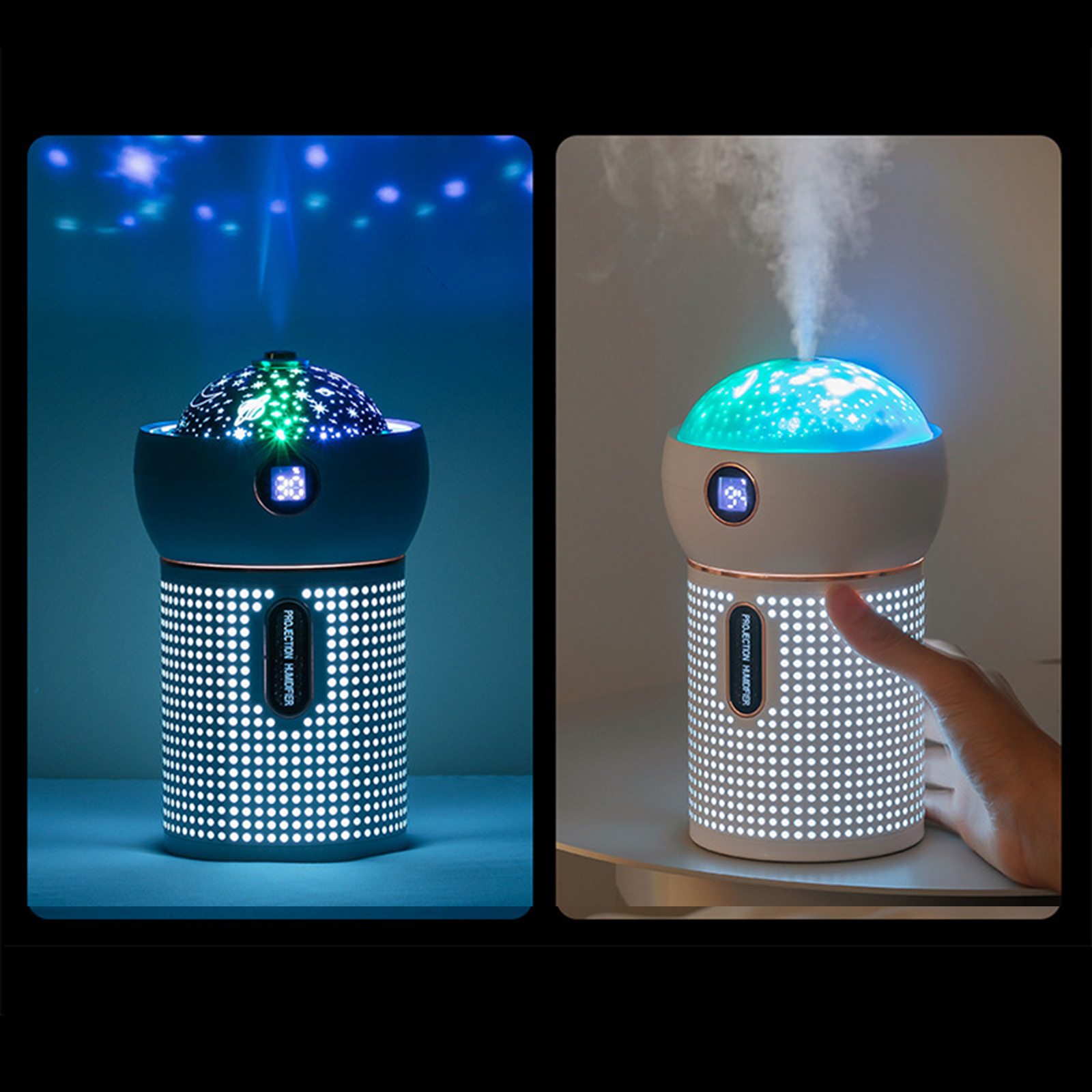 630ML Air Humidifier Cool Mist Aroma Diffuser Projection Star Projector Night Light Essential Oil Diffusers Steam Maker