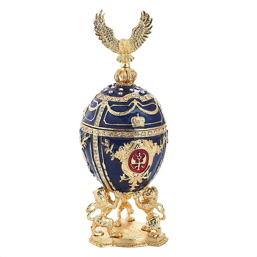 Luxury Jewelry Organizer, Hand Painted Enameled Easter Egg Vintage Style Decorative Hinged Jewelry Trinket Box