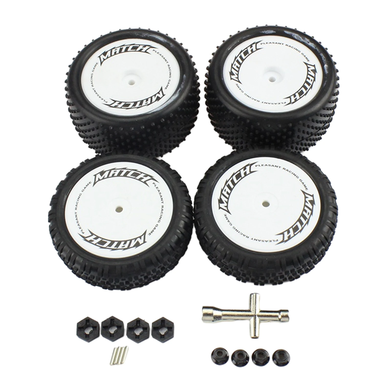 4Pack of 82.4mm Front and Rear Wheel Tires w/ Wrench Accessories for WLtoys 104001 Off Road Vehicles Buggy DIY Parts