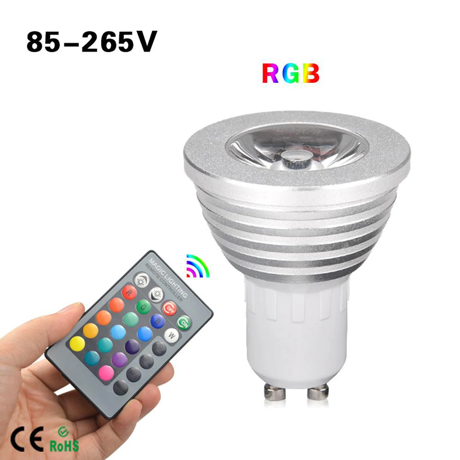 GU10 LED Light Bulb 3 Watt Color Changing RGB Dimmable LED Light Bulbs with Remote Control