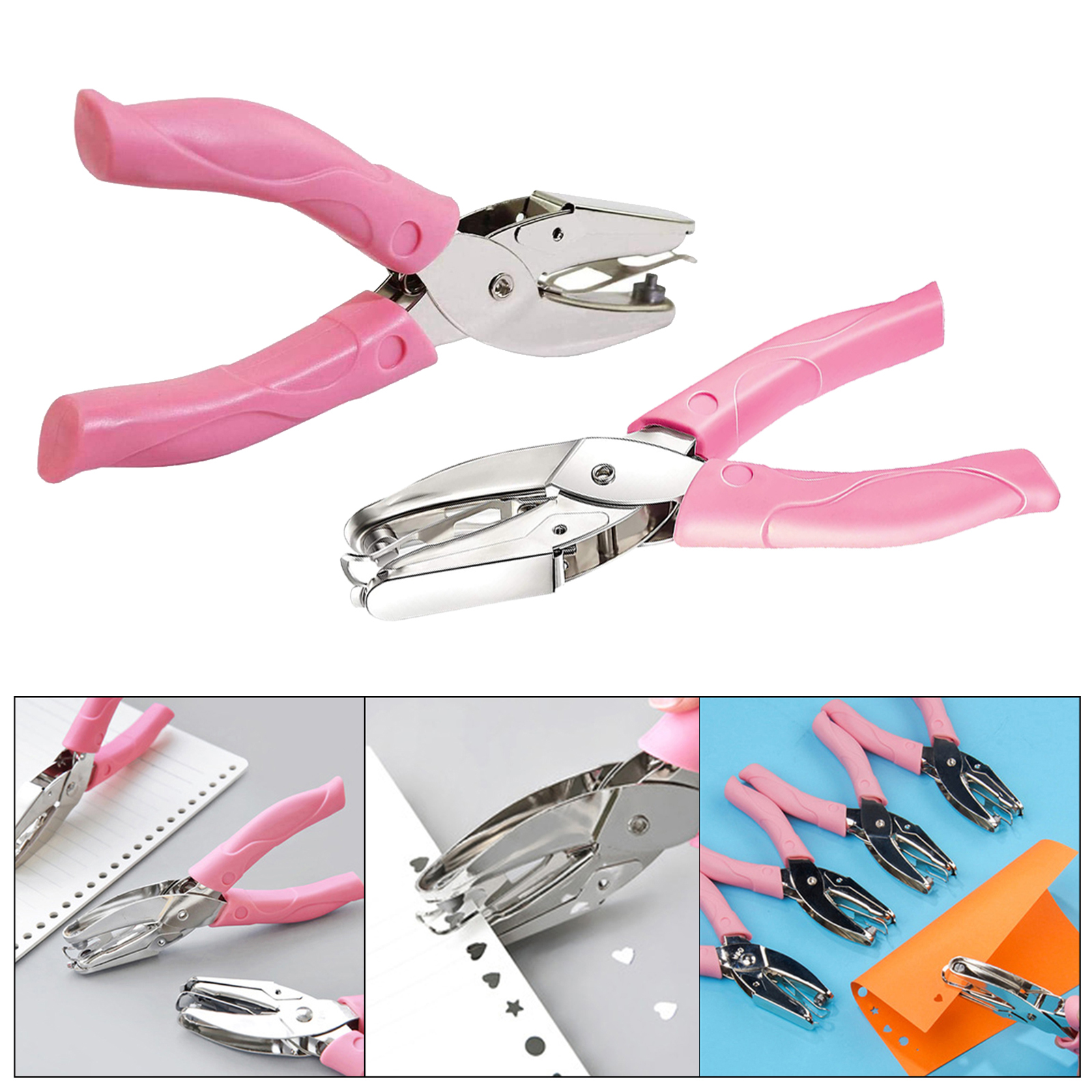 Hand Held Paper Punch,8 Sheet Capacity,Single Hole Puncher DIY Crafting Tool