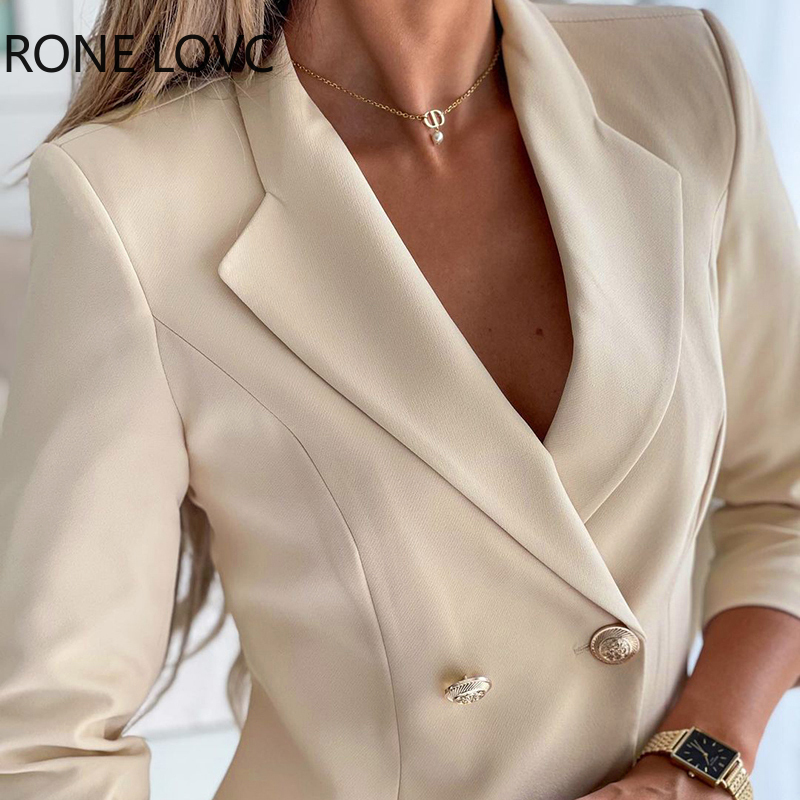 feminino sólido elegante botão plissado mini caqui trabalho blazer vestidos