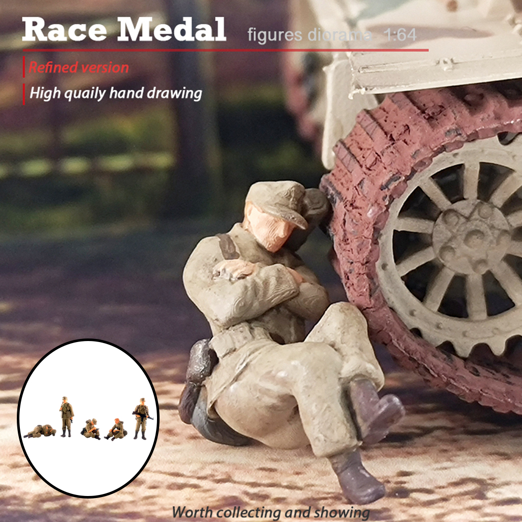 5 Pack 1/72 Hand Painted Model Mini Soldiers Street Model Children Toy Accs