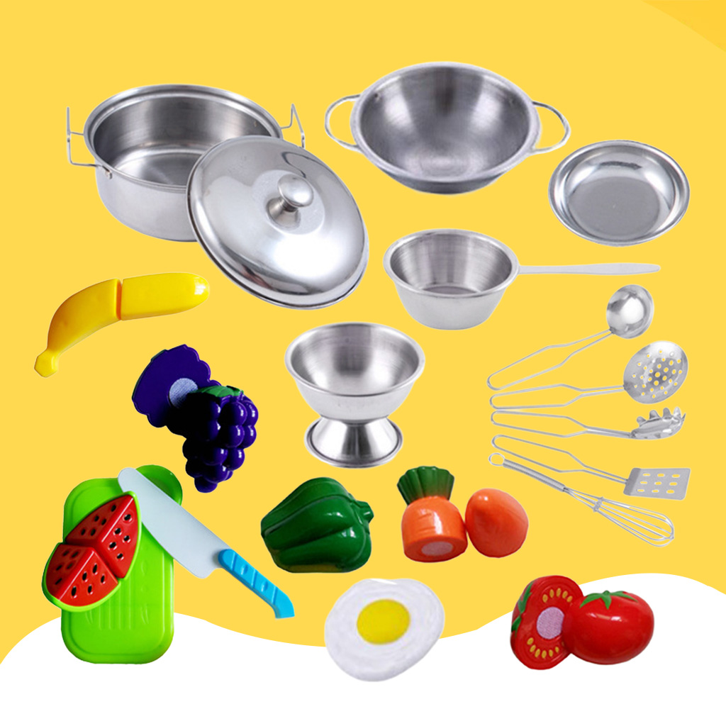 Pretend Cooking Toy Cookware Saucepan Spoon Utensils Set  Toy