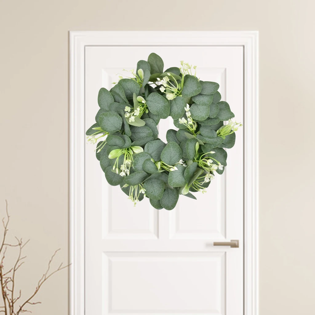 Faux Artificial Eucalyptus Wreath Fake Flower Garland Front Door Wall Decor